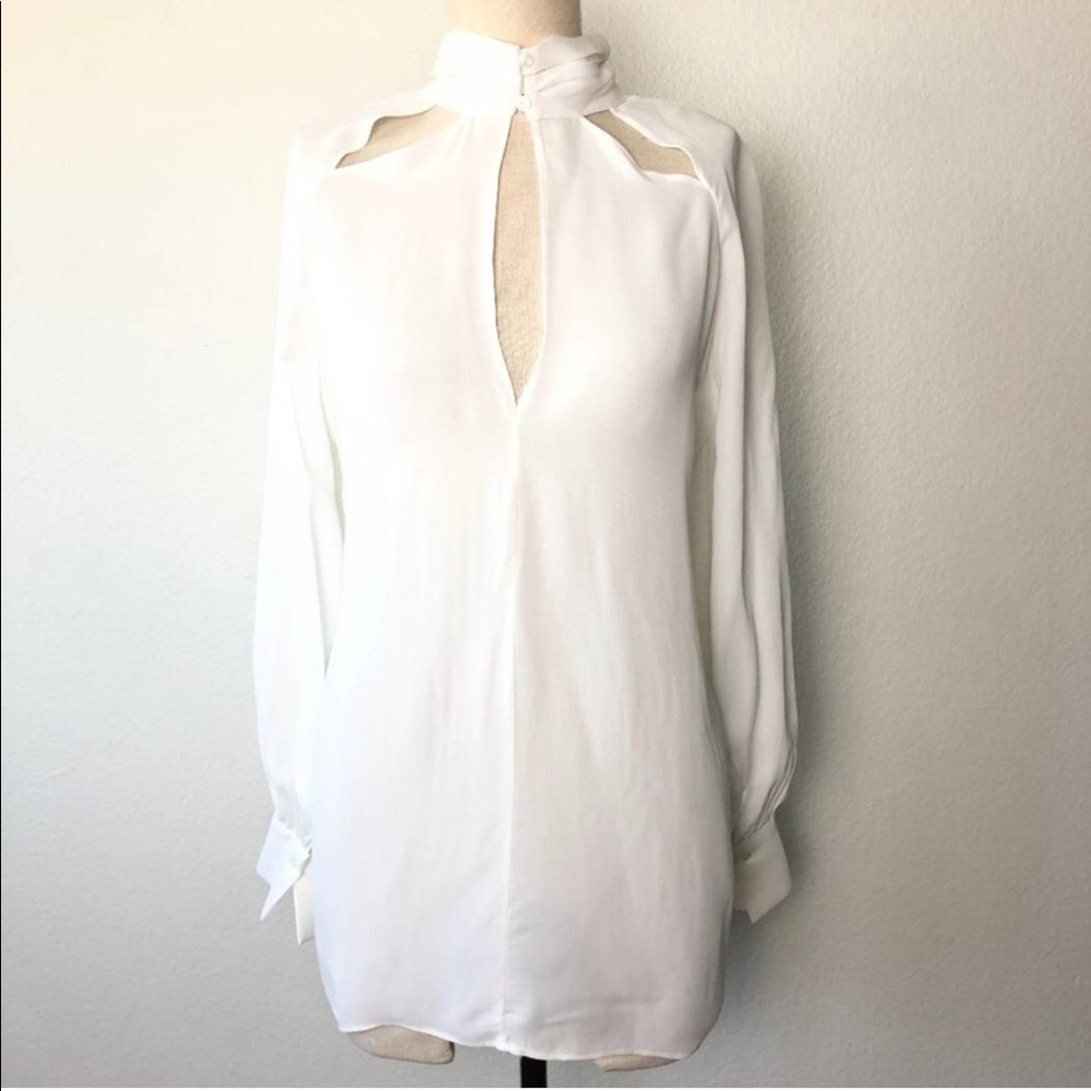 ISO Reiss Ingrid Cutout Long Sleeve White Blouse - Picture 2 of 2